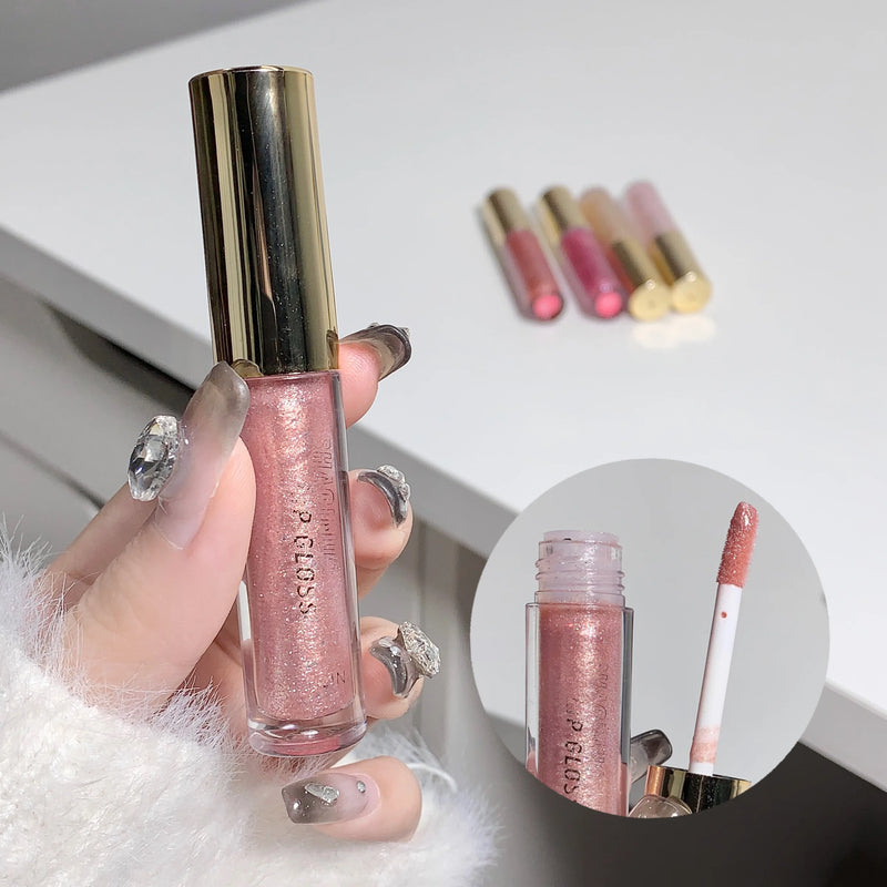 Moisturizing, plump and sparkling lip gloss, water-glossy mirror lip glaze, moisturizing and moisturizing lip oil for pouty lips