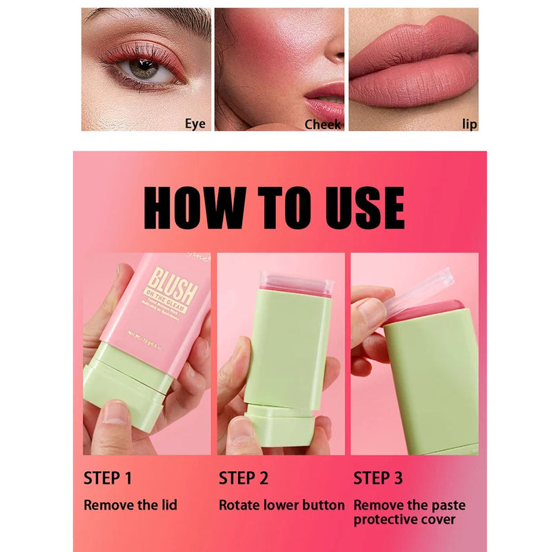 Multi Functional Blush Stick Waterproof Long Lasting Easy Color Delicate Moisture